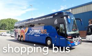 Shuttle bus from Barcelona to La Roca Village outlet mall.