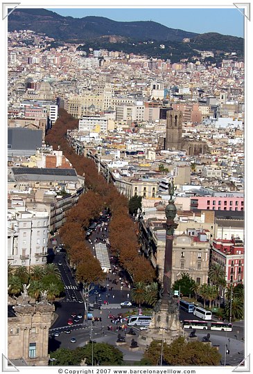 La Rambla seen from the cable car in Barcelona