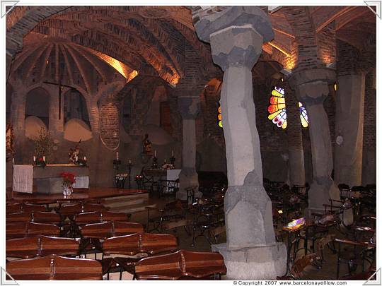 Inside Gaudi's crypt of the church of Colonia Güell