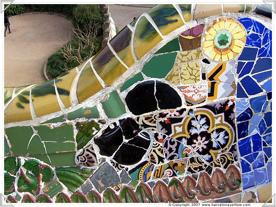Parc Guell Barcelona - mosaic on the serpent bench