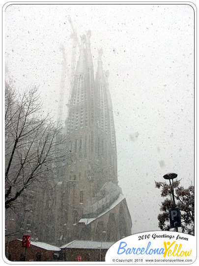 Snow on Sagrada Familia Barcelona