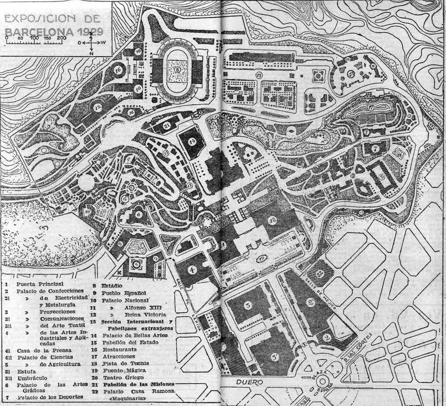 map 1929 Barcelona International Exposition