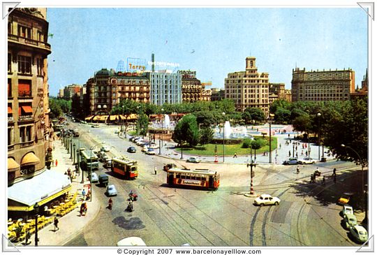 Barcelona old postcards Pl Cataluña