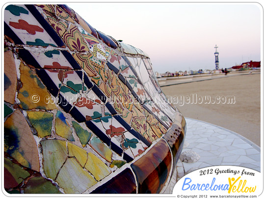 Bench by Gaudi at Park Guell Barcelona