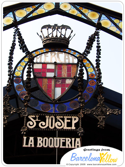 La Boqueria market la rambla sign